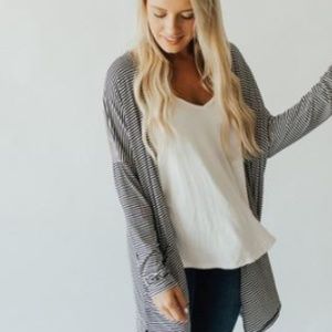 CJLA Sailor Cardigan Black and White Stripe